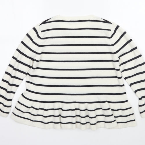 Per Una Womens White Striped  Pullover Jumper Size 14