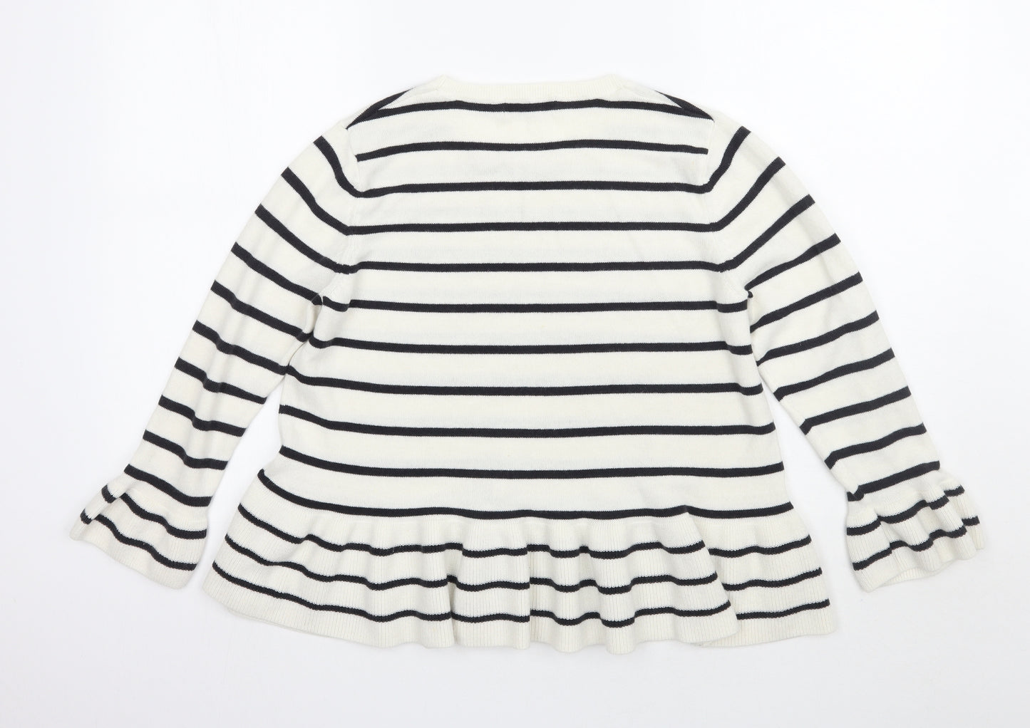 Per Una Womens White Striped  Pullover Jumper Size 14