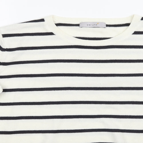 Per Una Womens White Striped  Pullover Jumper Size 14
