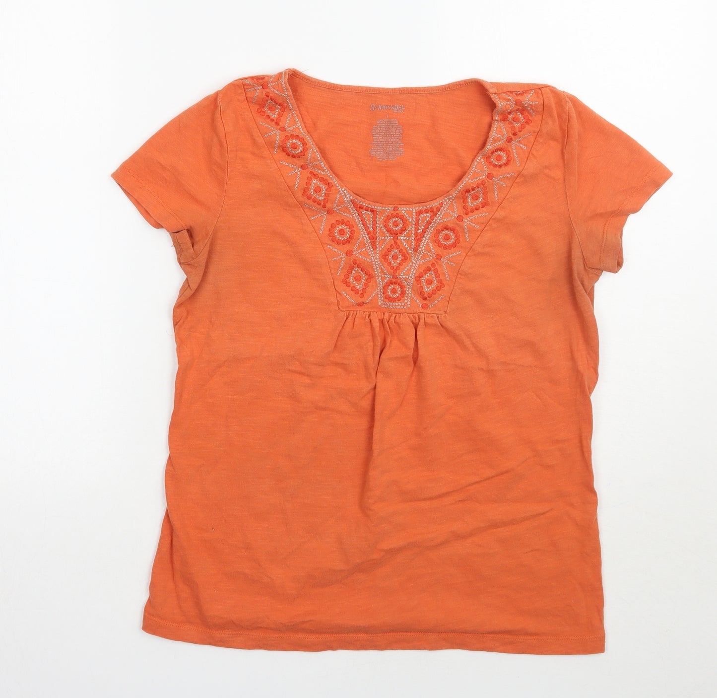 St johns bay Womens Pink Geometric  Basic T-Shirt Size S