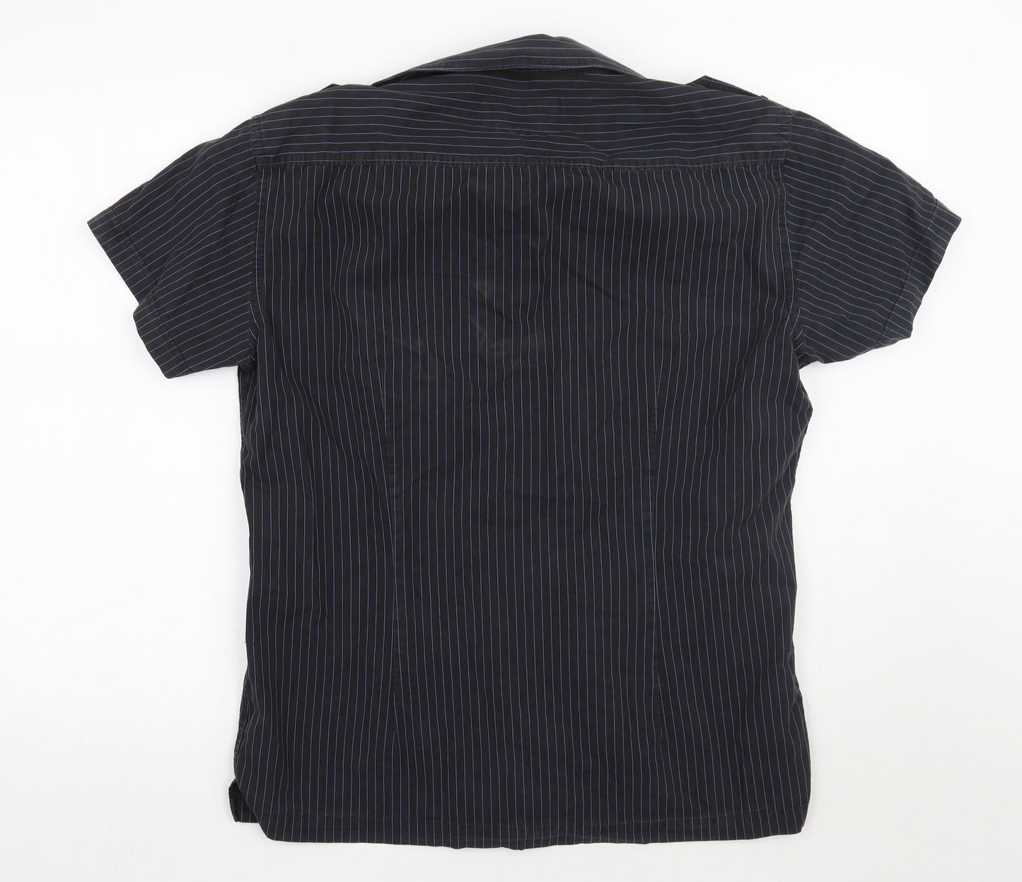 Ventuno Mens Black Striped   Button-Up Size M