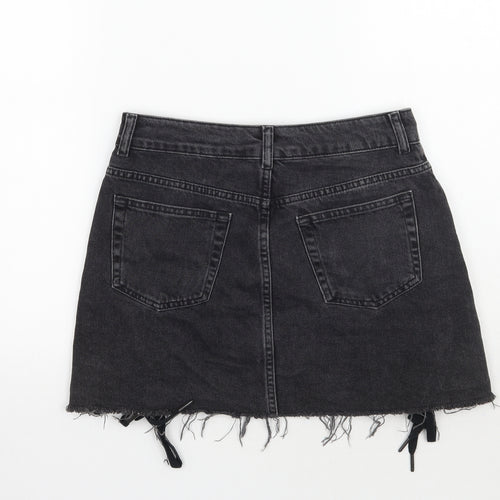 Topshop Womens Black  Rayon A-Line Skirt Size 10