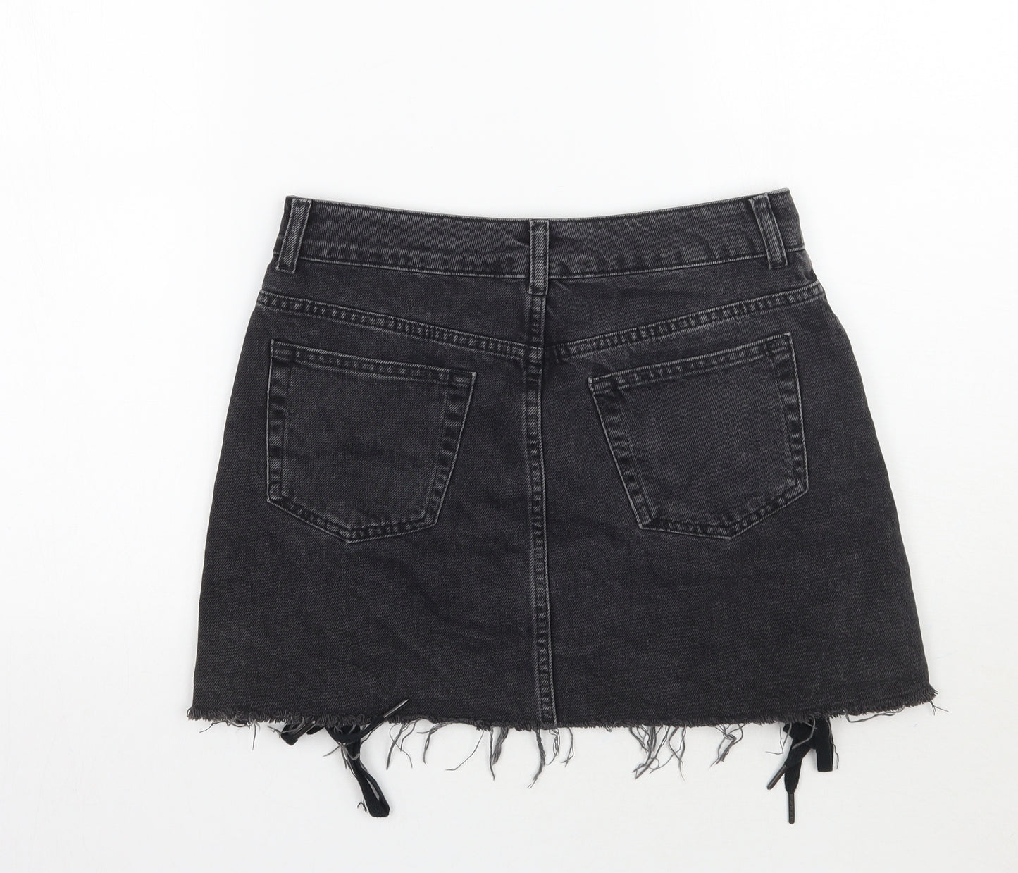 Topshop Womens Black  Rayon A-Line Skirt Size 10