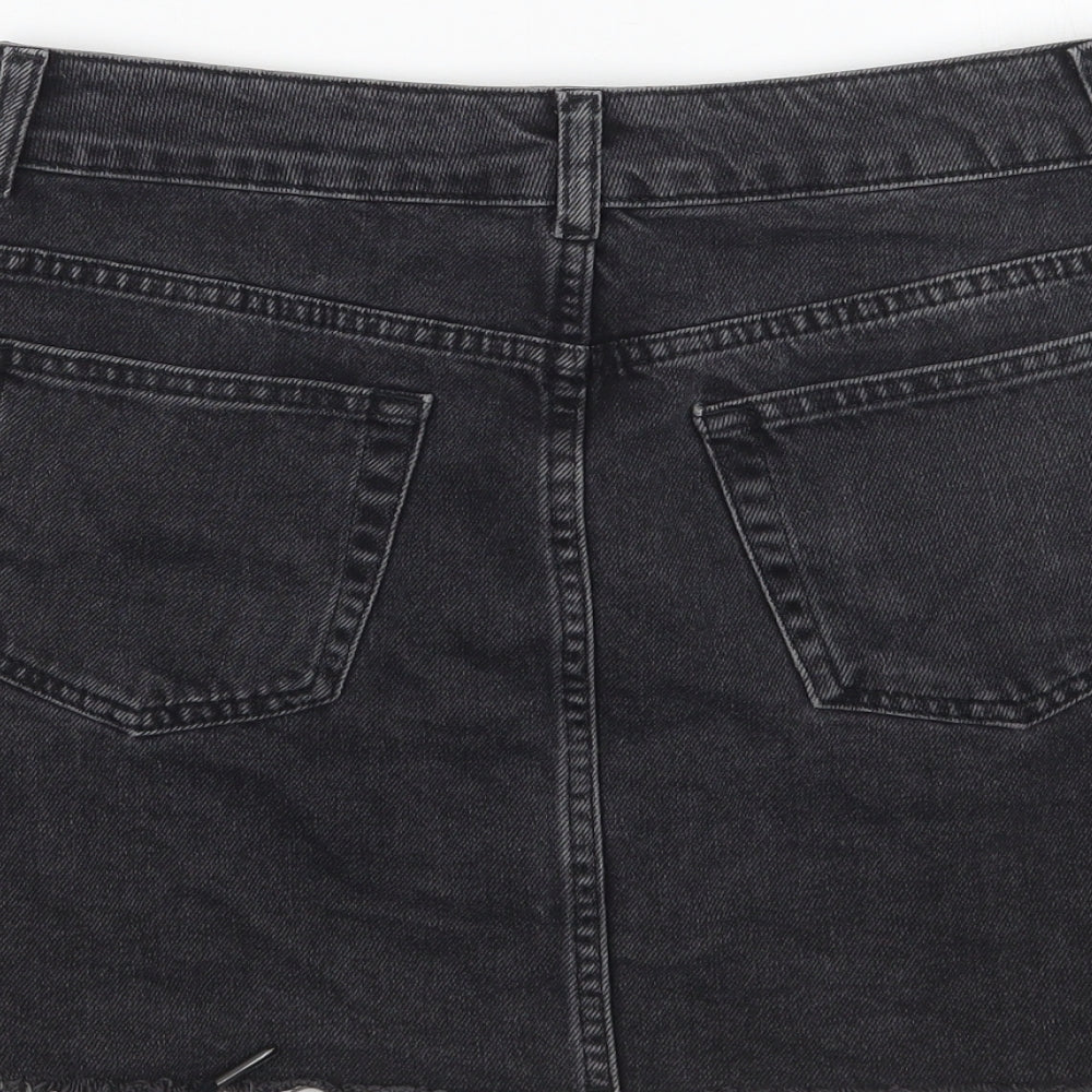 Topshop Womens Black  Rayon A-Line Skirt Size 10