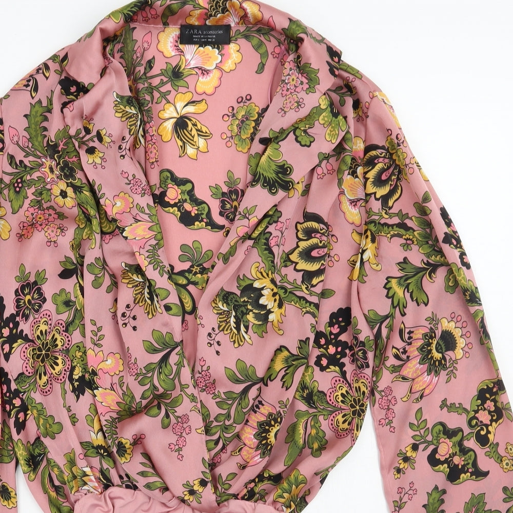 Zara Womens Pink Floral  Bodysuit One-Piece Size S