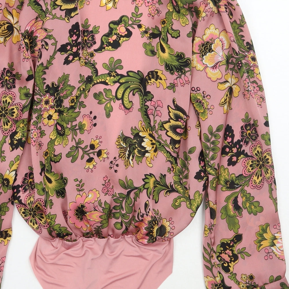 Zara Womens Pink Floral  Bodysuit One-Piece Size S
