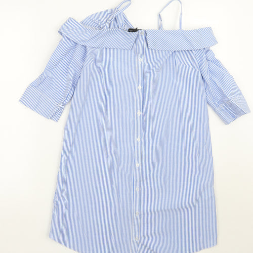Primark Womens Blue Striped  Basic Button-Up Size 10