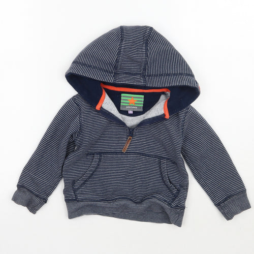 John Lewis Boys Blue Striped  Pullover Hoodie Size 2 Years
