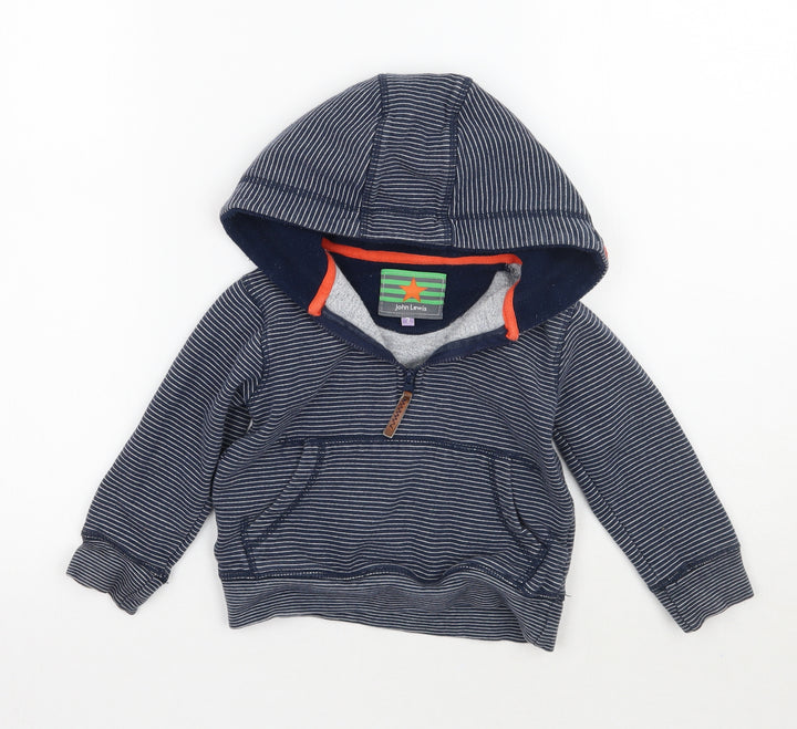 John Lewis Boys Blue Striped  Pullover Hoodie Size 2 Years