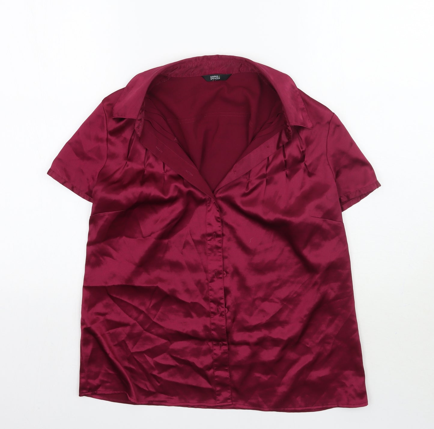 Marks and Spencer Womens Pink   Basic Button-Up Size 12