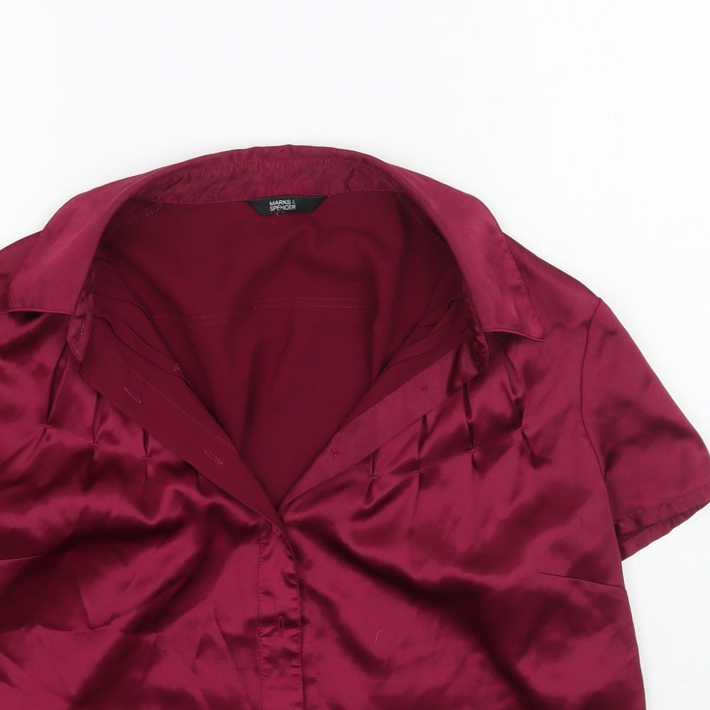 Marks and Spencer Womens Pink   Basic Button-Up Size 12