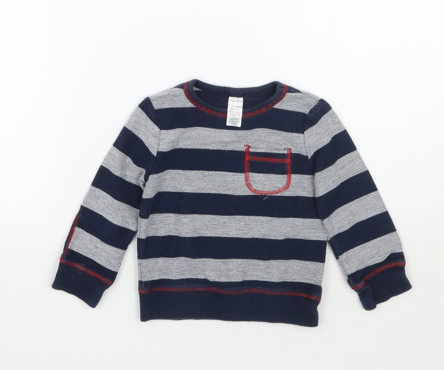 Mini Club Boys Blue Striped  Pullover Jumper Size 2 Years