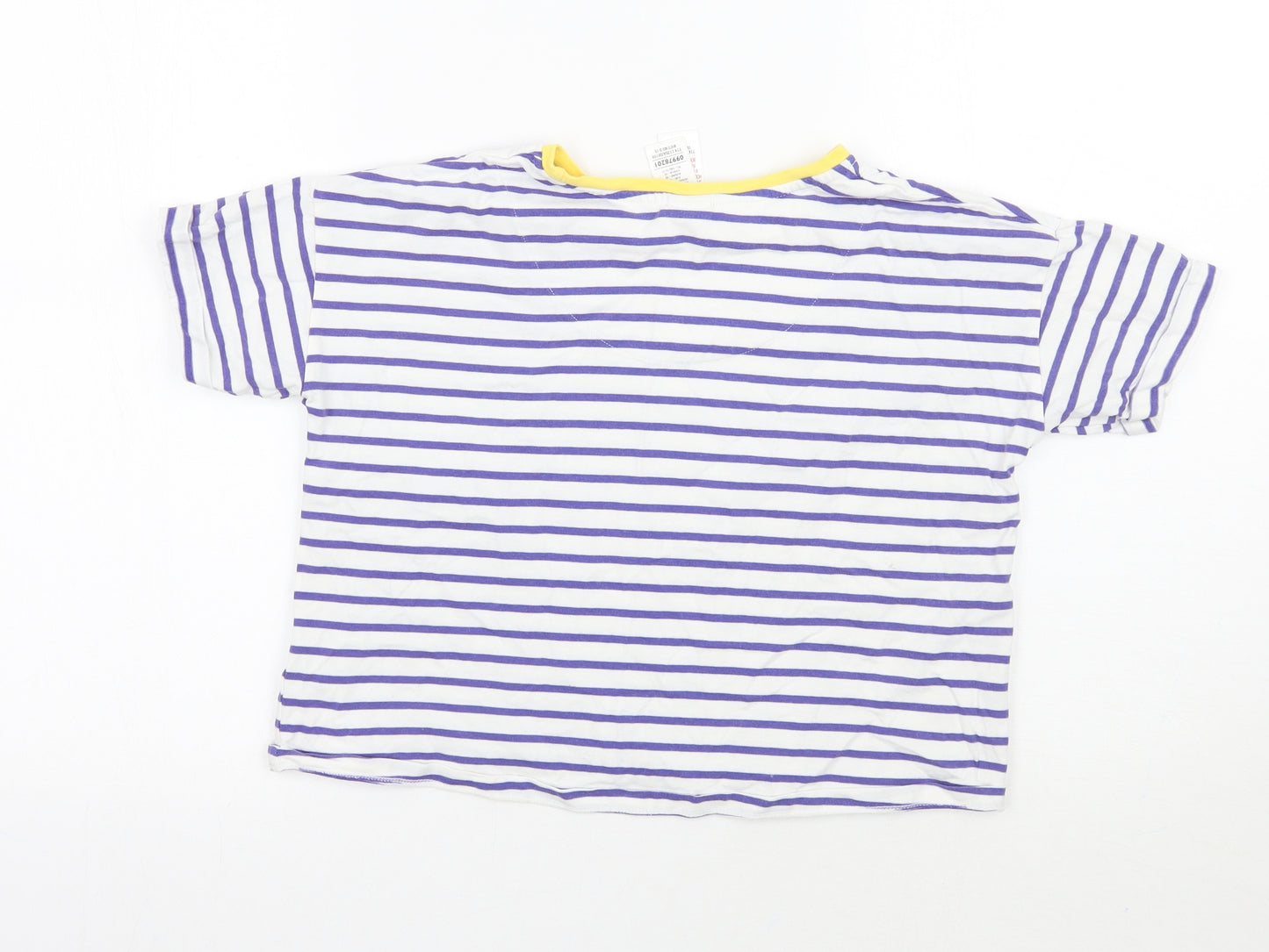 Marks and Spencer Girls White Striped  Basic T-Shirt Size 9-10 Years