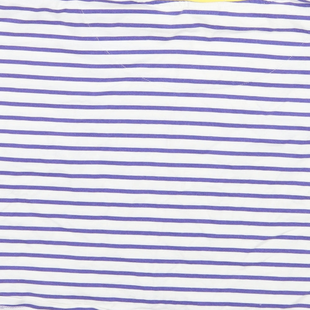 Marks and Spencer Girls White Striped  Basic T-Shirt Size 9-10 Years