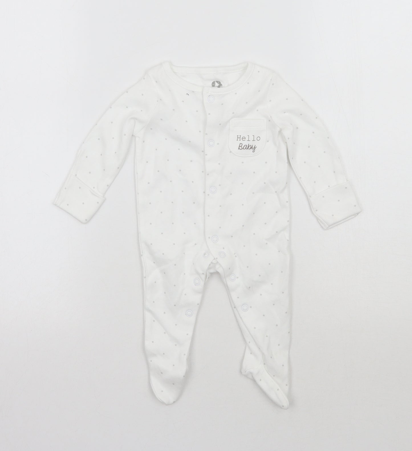 Fred & flo Baby White Geometric  Catsuit One-Piece Size Newborn