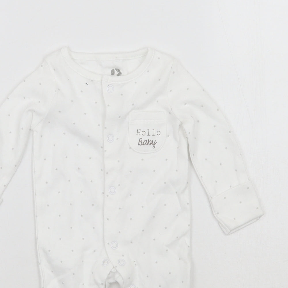 Fred & flo Baby White Geometric  Catsuit One-Piece Size Newborn