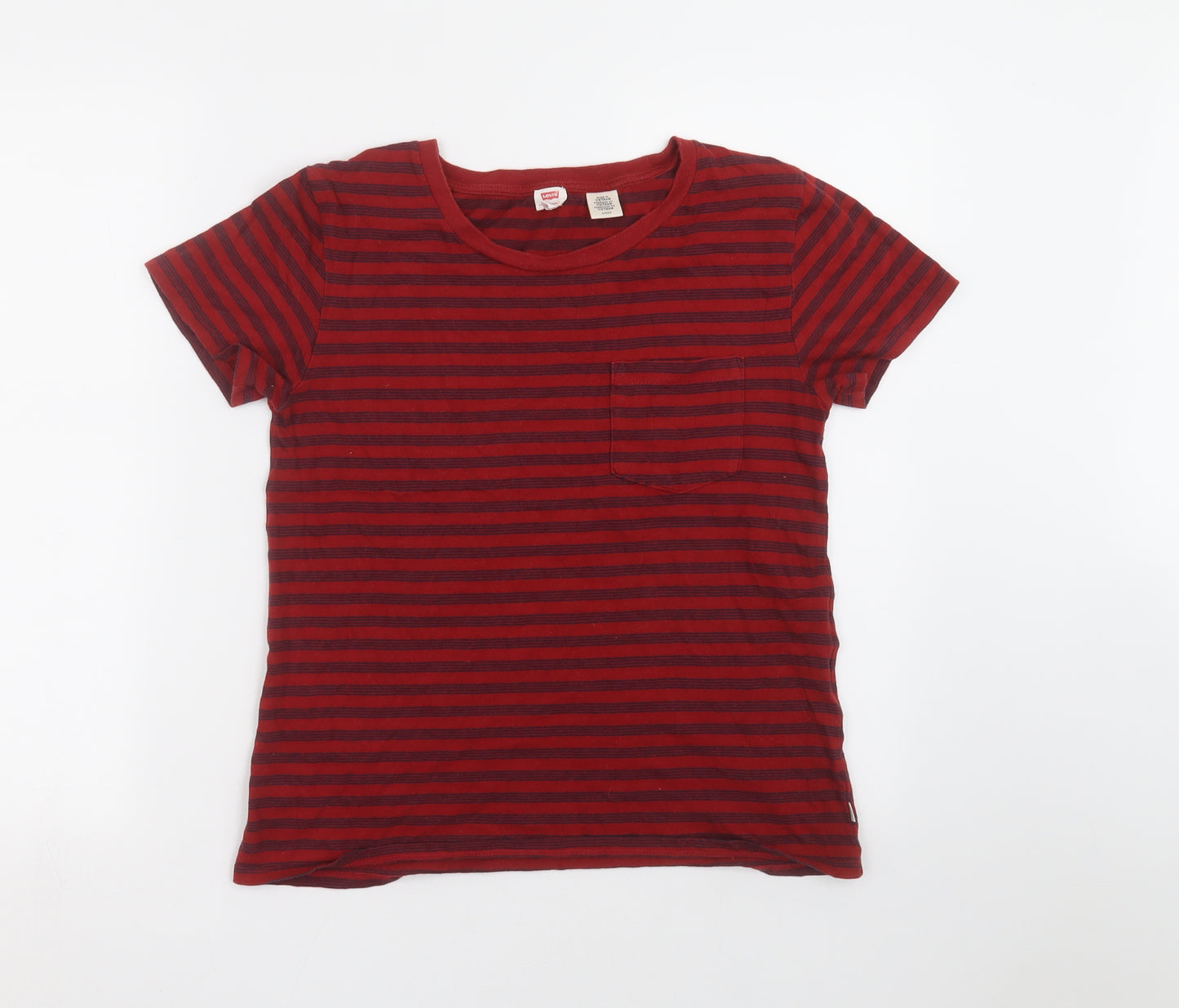 levis Womens Red Striped  Basic T-Shirt Size S
