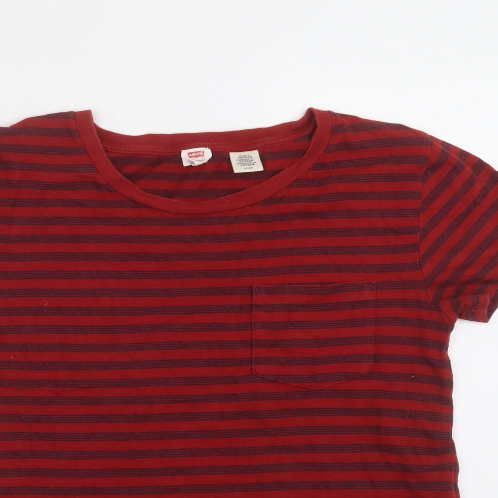 levis Womens Red Striped  Basic T-Shirt Size S