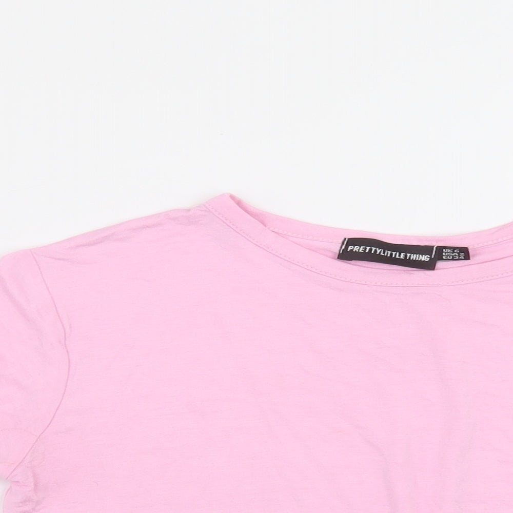 PRETTYLITTLETHING Womens Pink   Cropped T-Shirt Size 6