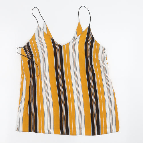 New Look Womens Yellow Striped  Basic Tank Size 8