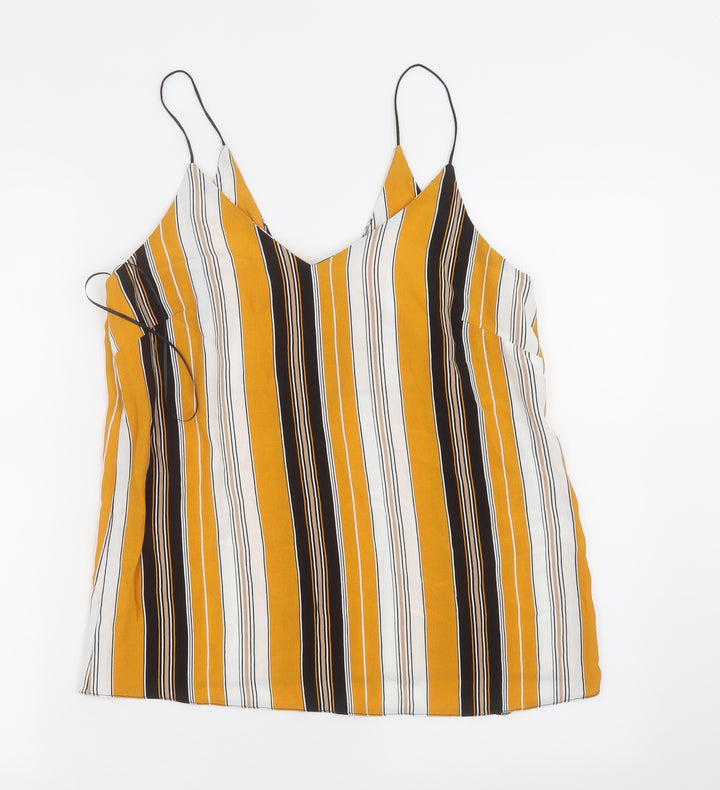 New Look Womens Yellow Striped  Basic Tank Size 8