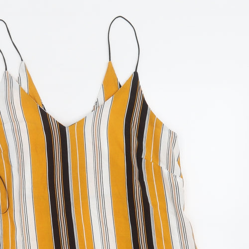 New Look Womens Yellow Striped  Basic Tank Size 8