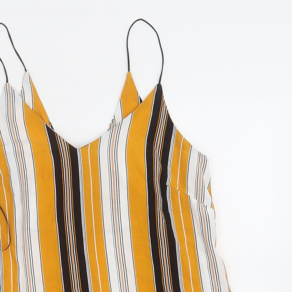 New Look Womens Yellow Striped  Basic Tank Size 8