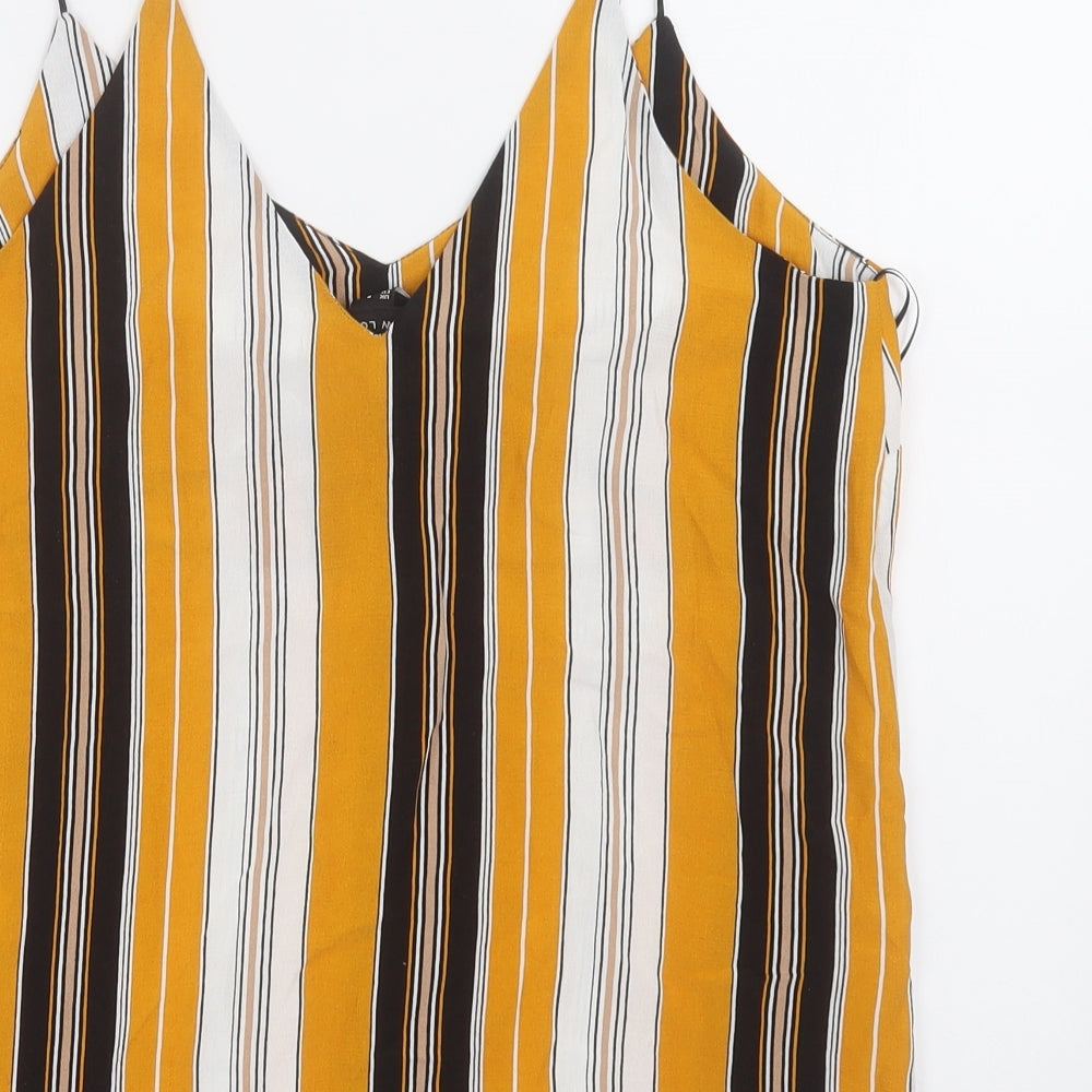 New Look Womens Yellow Striped  Basic Tank Size 8