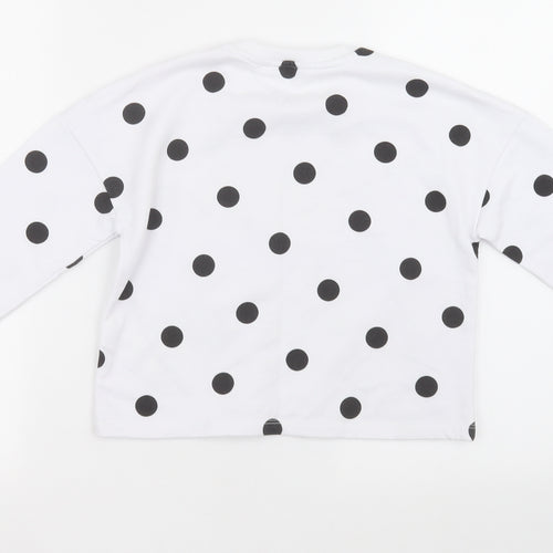 Primark Girls White Polka Dot  Pullover Sweatshirt Size 10 Years