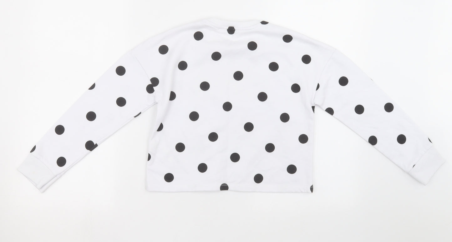 Primark Girls White Polka Dot  Pullover Sweatshirt Size 10 Years