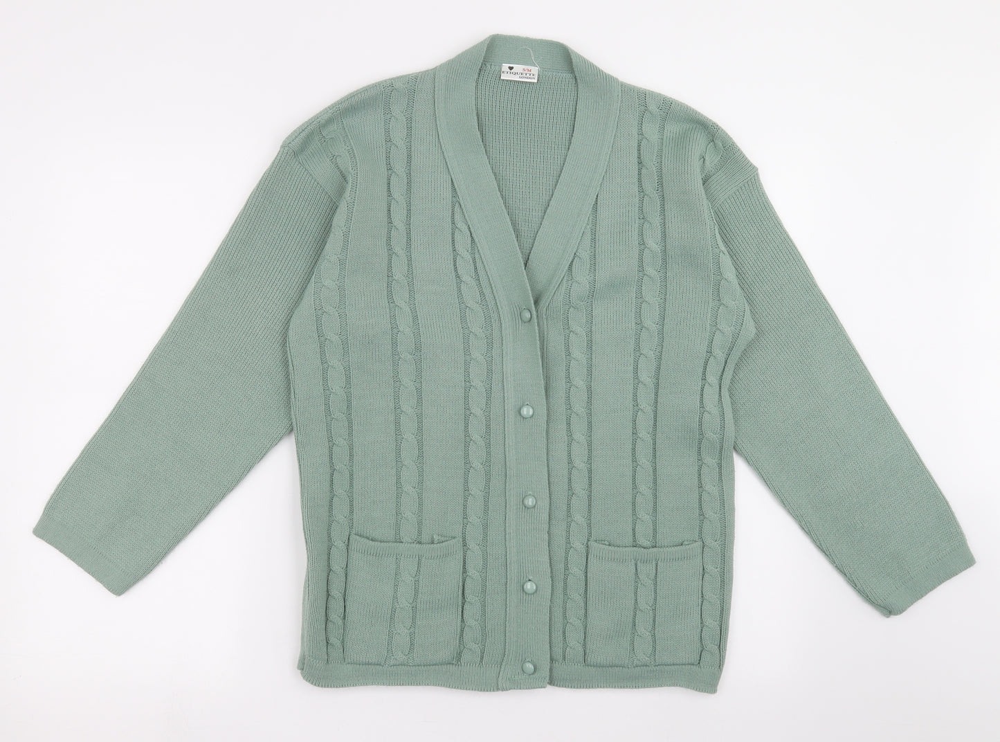 Etiquette Womens Green  Knit Cardigan Jumper Size M