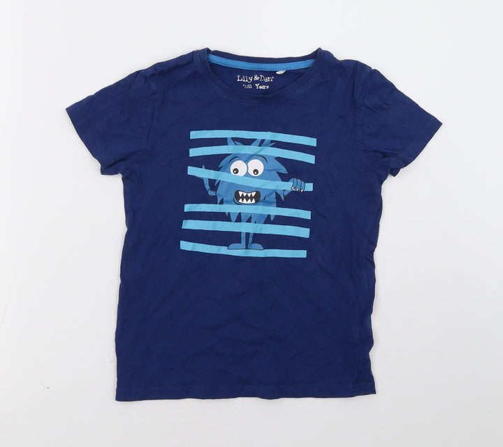 lily & dan Boys Blue Basic T-Shirt Size 8 Years