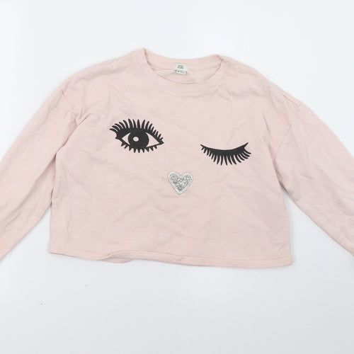 River Island Girls Pink   Pullover Sweatshirt Size 10 Years