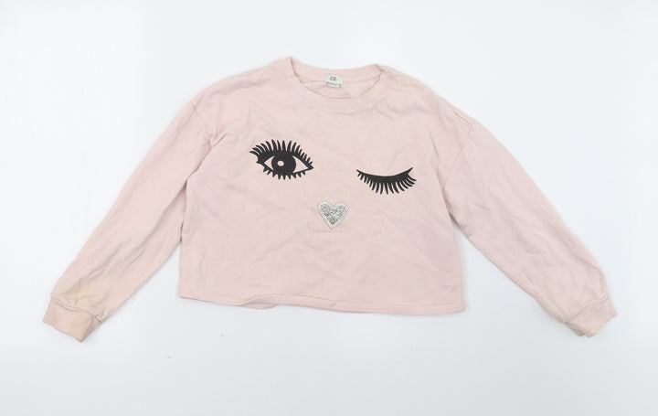 River Island Girls Pink Pullover Sweatshirt Size 10 Years