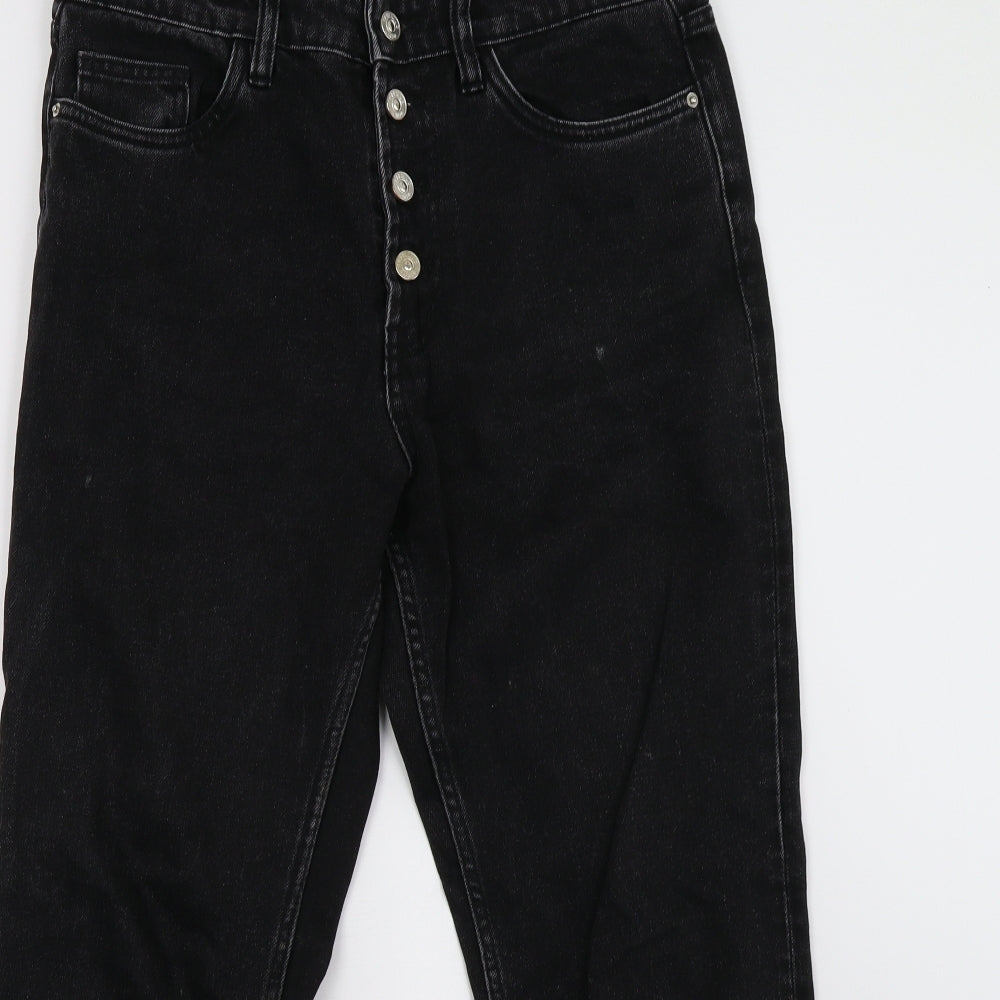 Zara Womens Black  Denim Mom Jeans Size 12 L27 in