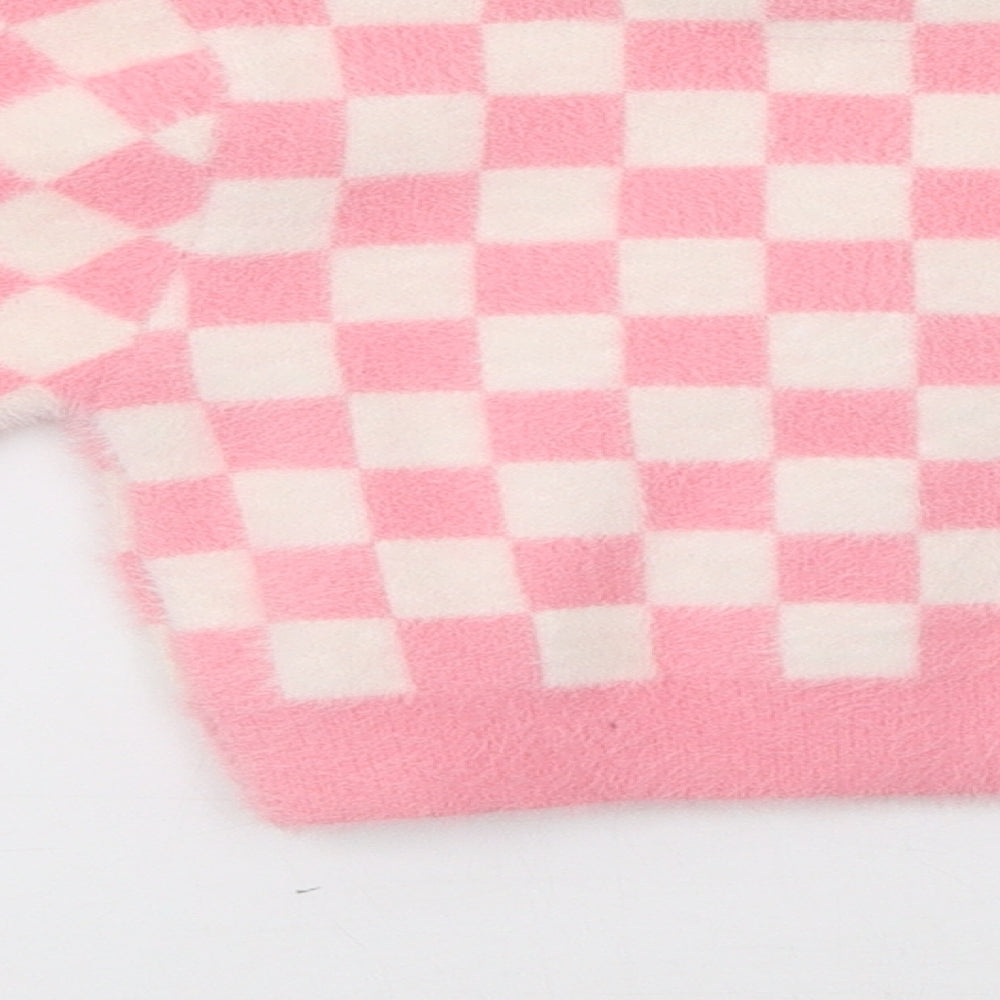 SheIn Girls Pink Check  Cardigan Jumper Size 6 Years