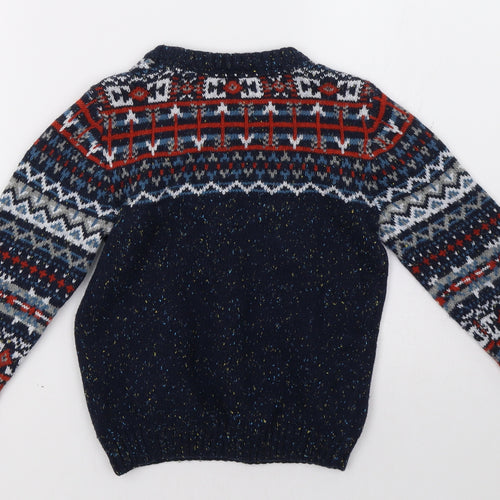 Sainsburys Boys Blue Geometric  Pullover Sweatshirt Size 6 Years
