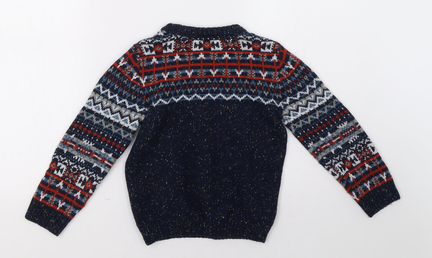 Sainsburys Boys Blue Geometric  Pullover Sweatshirt Size 6 Years