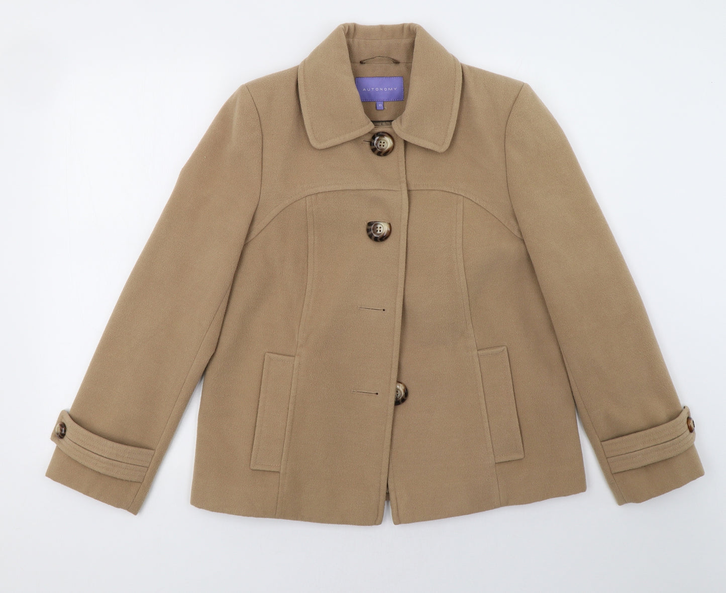 Autonomy Womens Beige   Overcoat Coat Size 10