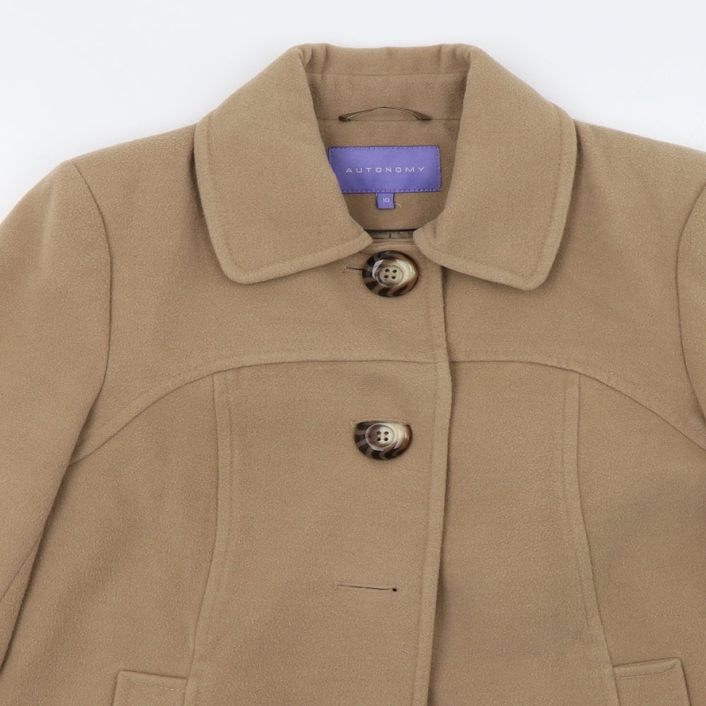 Autonomy Womens Beige   Overcoat Coat Size 10
