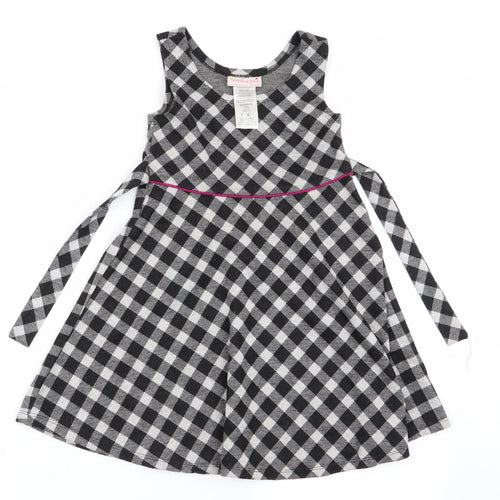 Ashley Annn Girls Black Check  Fit & Flare  Size 6 Years