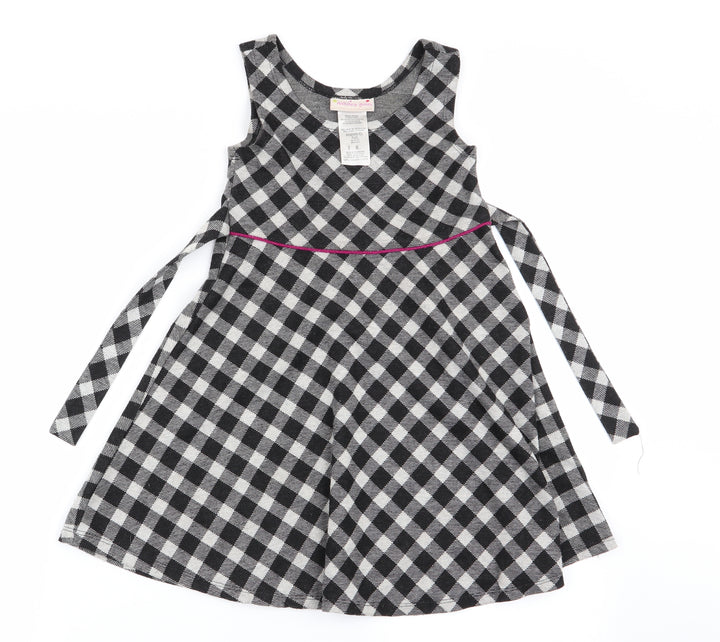 Ashley Annn Girls Black Check  Fit & Flare  Size 6 Years