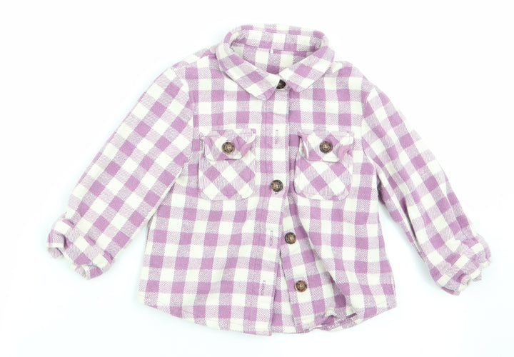 George Girls Purple Check Basic Button-Up Size 2-3 Years