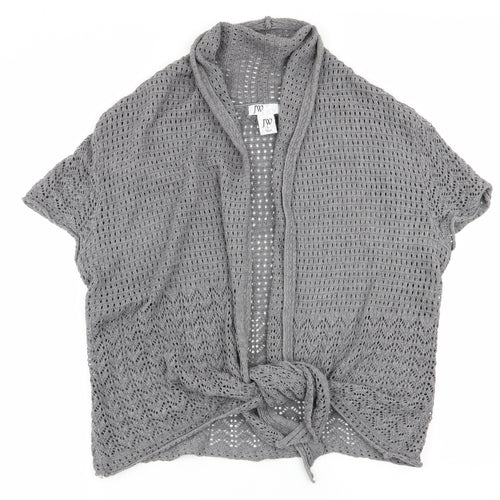JW Womens Grey   Cardigan Jumper Size L  - open knit tie front