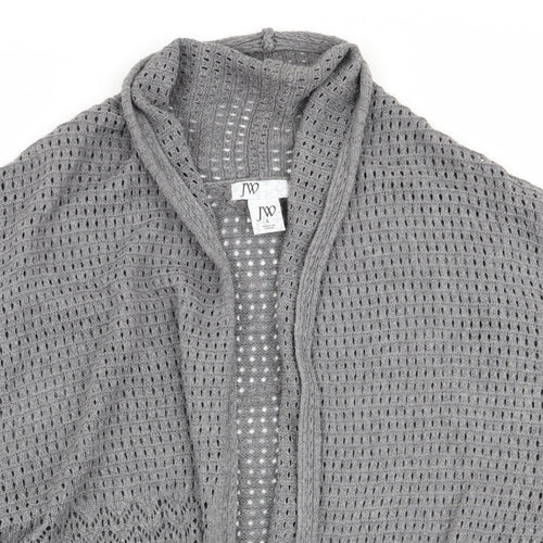 JW Womens Grey   Cardigan Jumper Size L  - open knit tie front