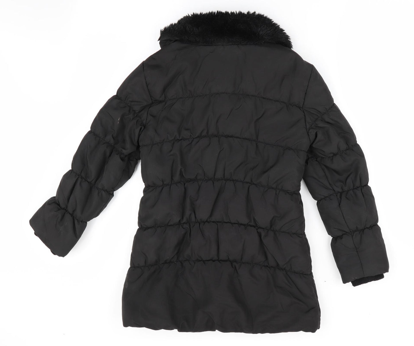 Julien Macdonald Girls Black   Anorak Coat Size 9-10 Years  - Faux Fur Trim