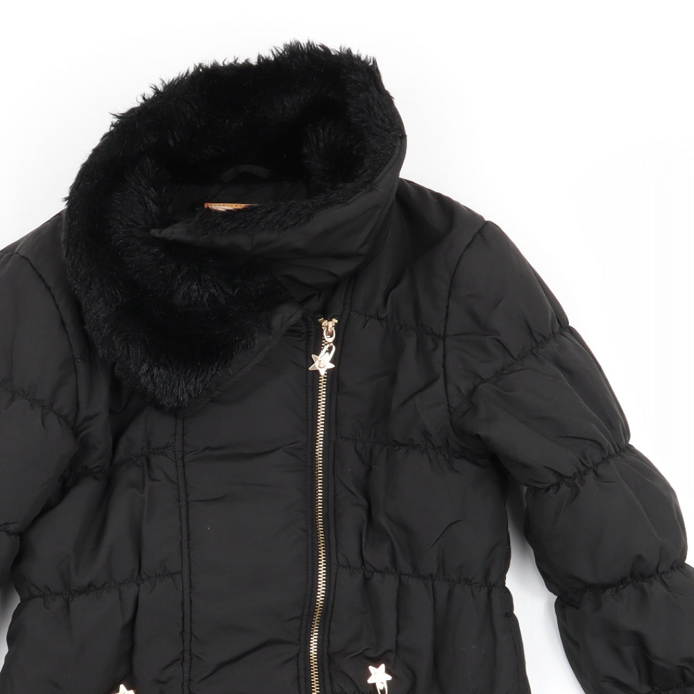 Julien Macdonald Girls Black   Anorak Coat Size 9-10 Years  - Faux Fur Trim