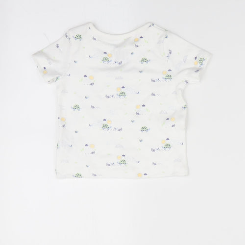 Florence and Fred Baby White Animal Print  Basic T-Shirt Size 0-3 Months  - Tortoise & Snail