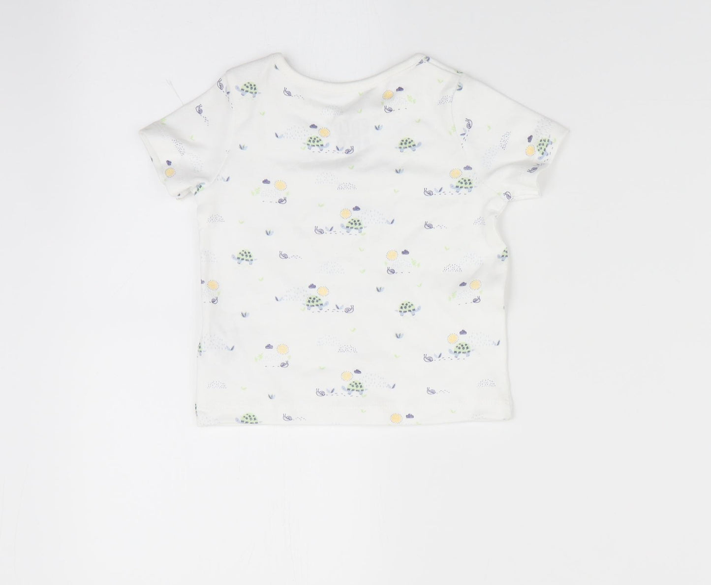 Florence and Fred Baby White Animal Print  Basic T-Shirt Size 0-3 Months  - Tortoise & Snail