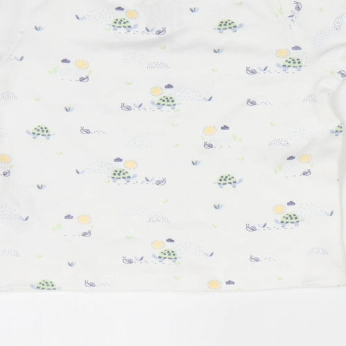 Florence and Fred Baby White Animal Print  Basic T-Shirt Size 0-3 Months  - Tortoise & Snail